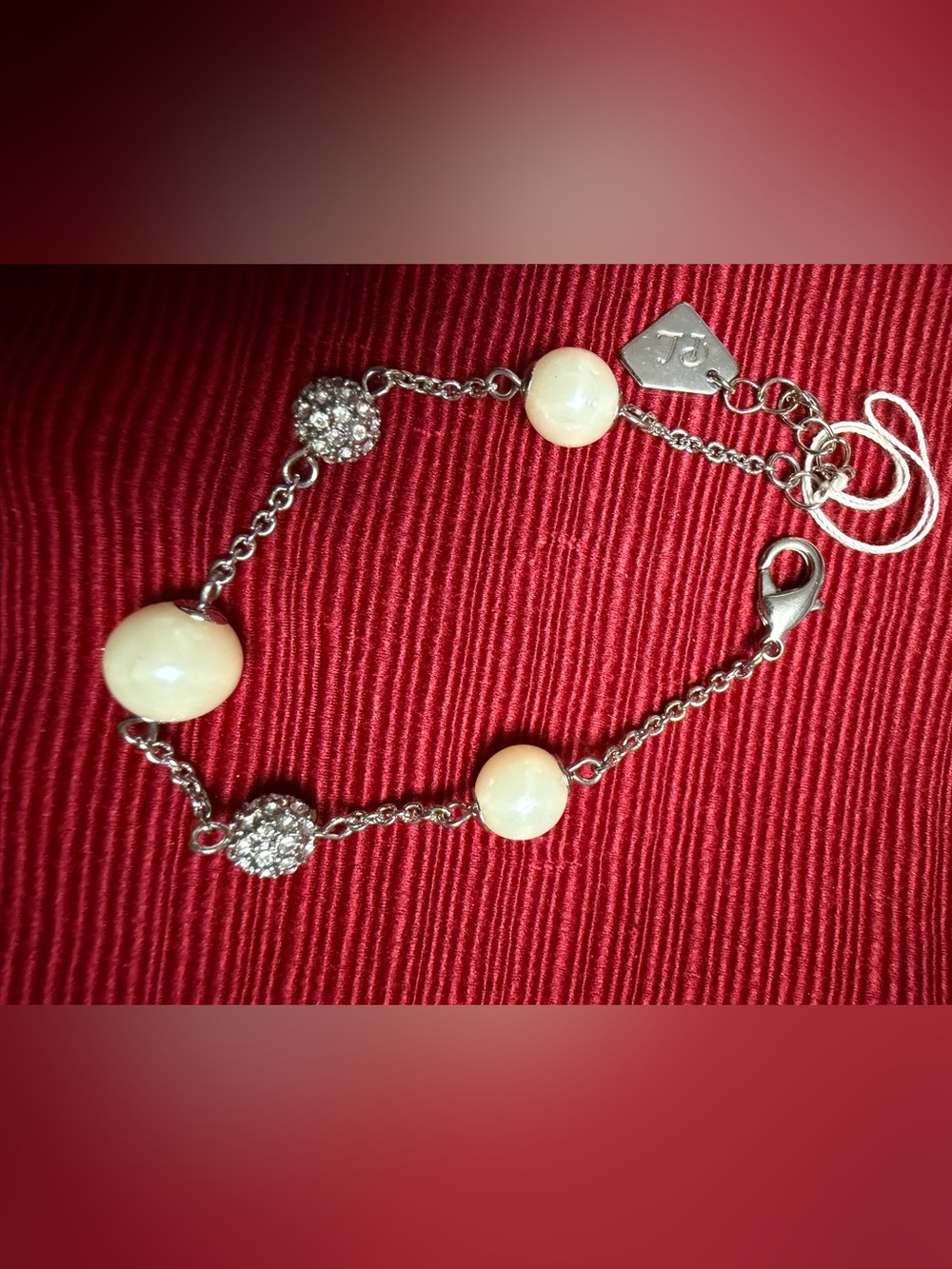 Park Lane Pearl & Crystal Silver Tone Bracelet NWT Retired